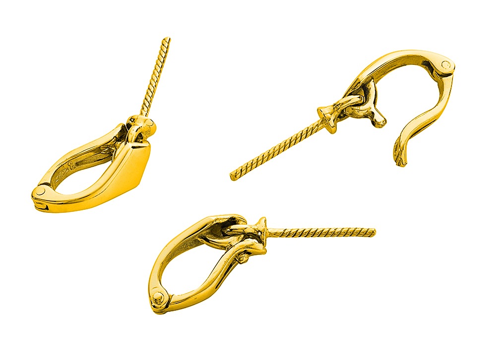 BELIERE OUVRANTE POUR PERLE OR JAUNE 750ème